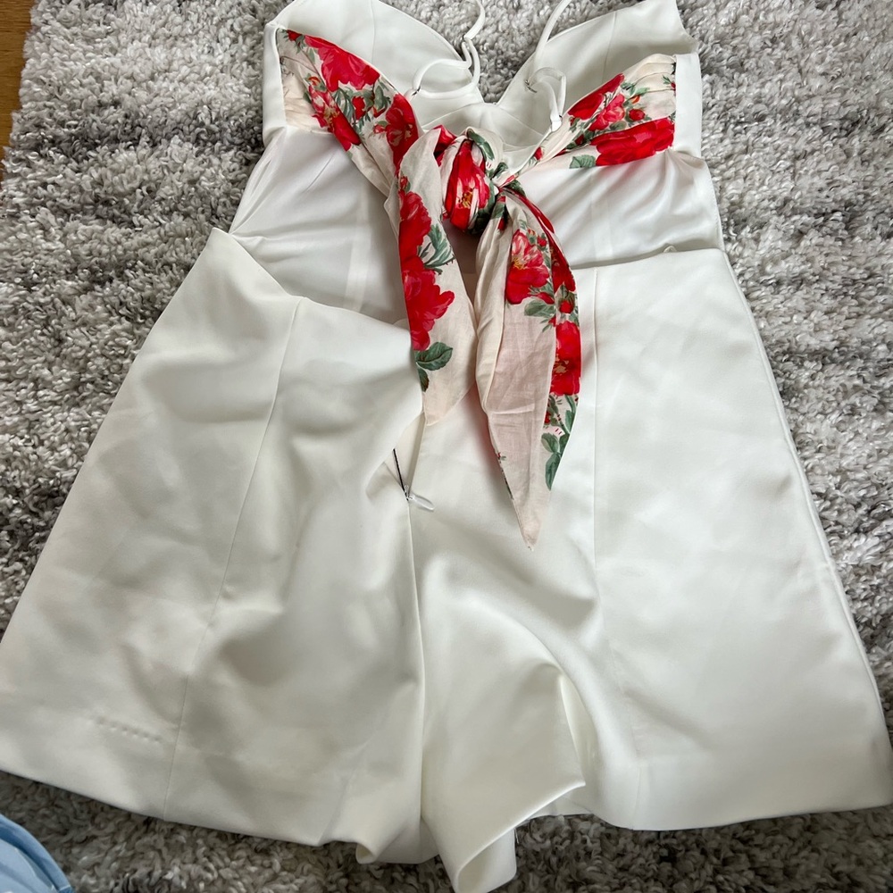 Zara White Mini Dress with Spaghetti Straps - Picture 4 of 8